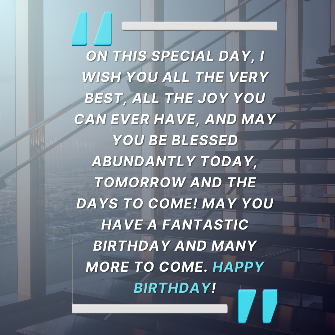 Blue and White Minimalist Business Happy Birthday Quote