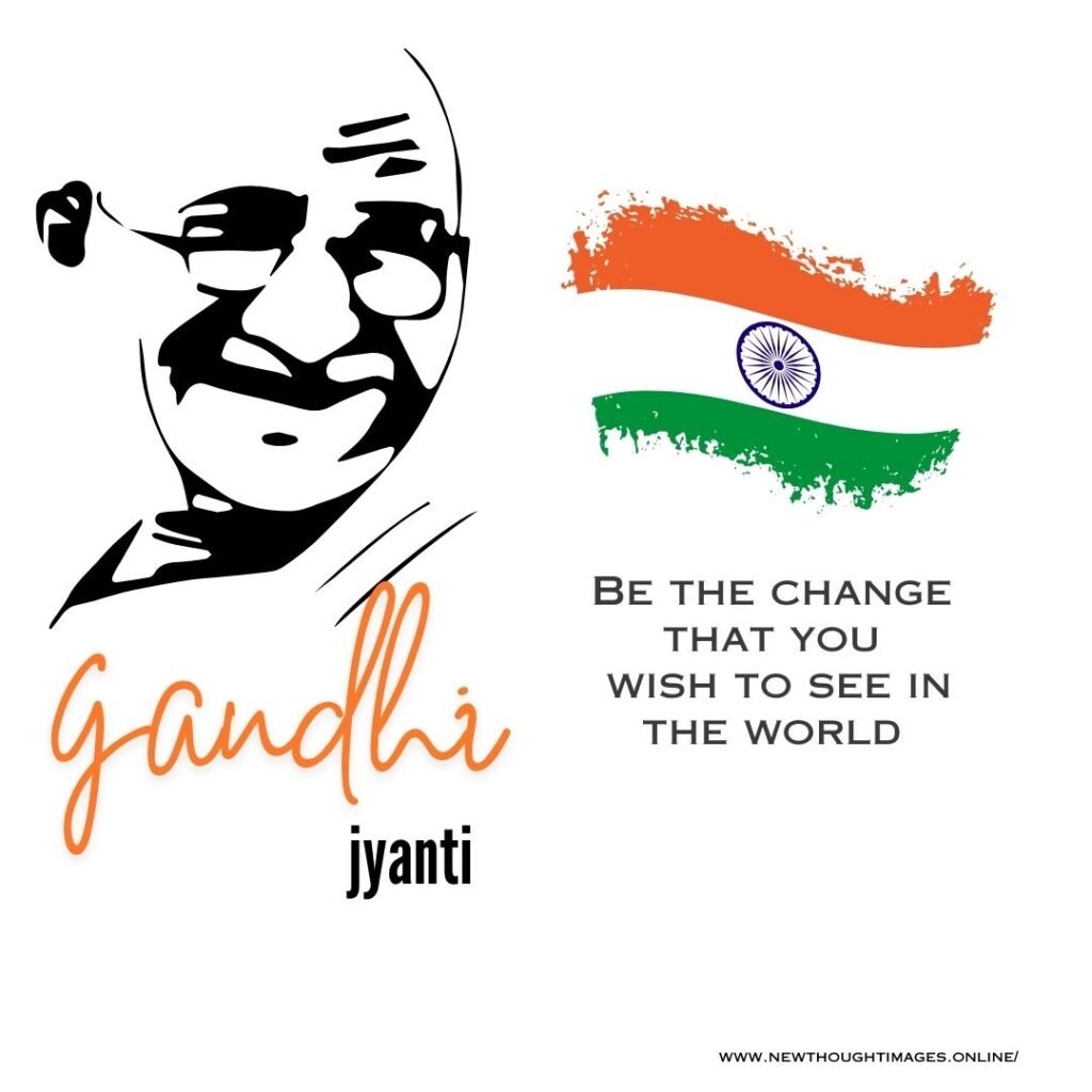 Happy Gandhi Jayanti Quotes with Indian Flag 