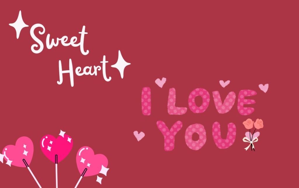 Red Background with Heart Lolipop and write Sweet Heart I Love You