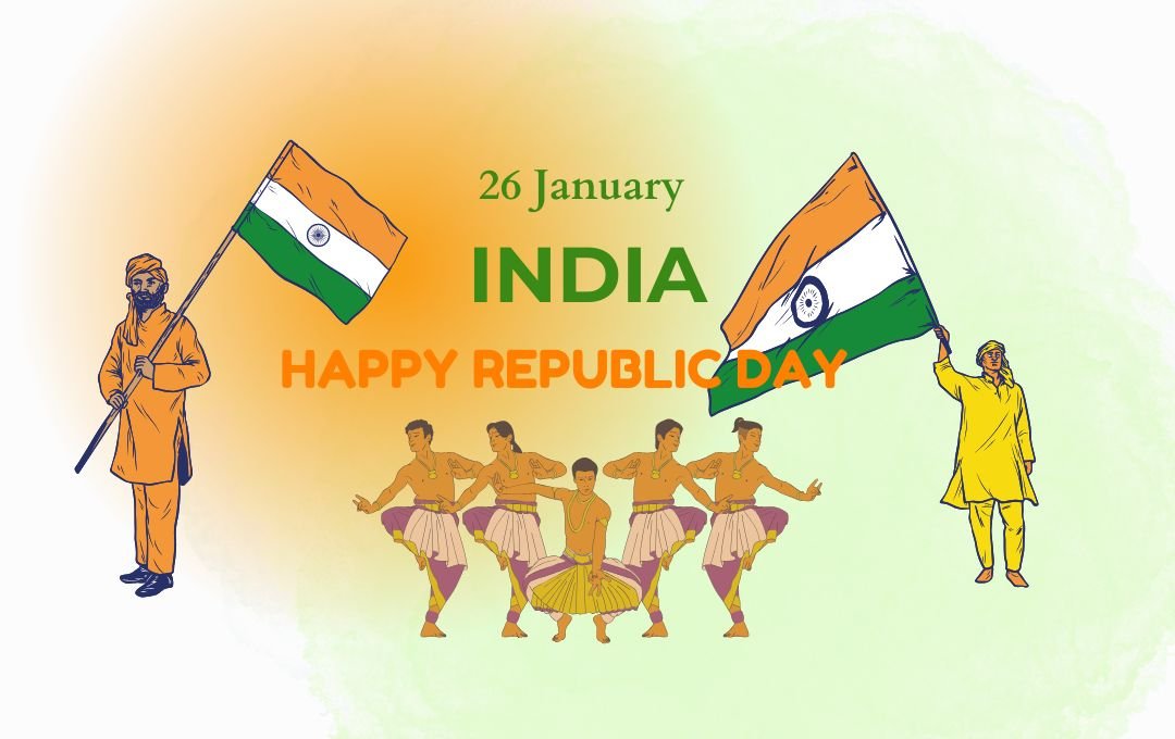 Happy Republic Day Indian Flag With Indian Dancer