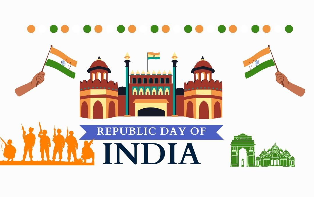 Republic Day Of India 2025 WIth National Flag , Red Fort , Soldiers 