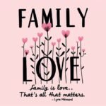 Family Love Reflects On Pink Floral Background